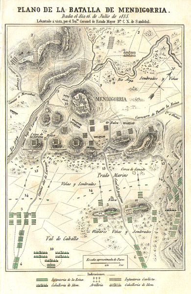 Plan of the Battle of Mendigorria. Drawn on 16 July 1835