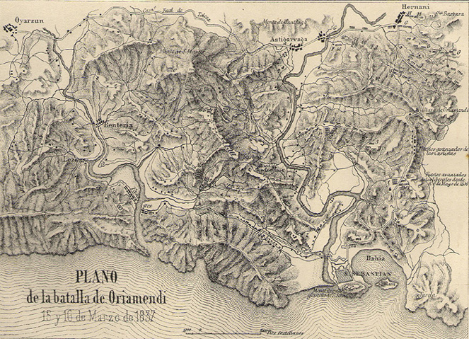 (Plan of the Battle of Oriamendi. 15 and 16 March 1837)