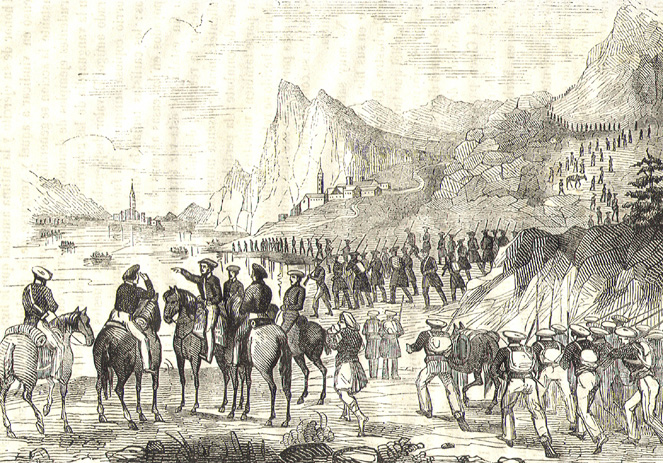 La Expedición Real cruzando el río Ebro.