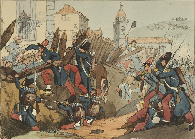 French legion storming a carlist intrenchment (Frantziar legioa karlisten oholesi bat erasotzen)